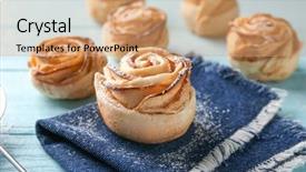  Presentation with puff pastry - Amazing PPT theme having tasty apple roses from puff backdrop and a  colored foreground