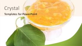  Presentation with apricot - Amazing PPT layouts having tasty apricot jam with leaves isolated on white backdrop and a yellow colored foreground