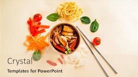  Presentation with asian food - Cool new slide deck with tasty-asian-food-top-view backdrop and a lemonade colored foreground