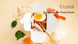  Presentation with asian food - Slide set with tasty-asian-food-top-view background and a lemonade colored foreground