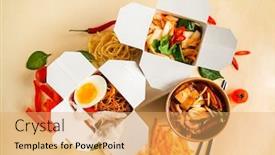  Presentation with asian food - PPT layouts enhanced with tasty-asian-food-top-view background and a yellow colored foreground