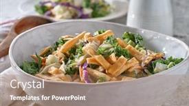  Presentation with salad - Presentation consisting of tasty-asian-salad-with-crispy background and a coral colored foreground