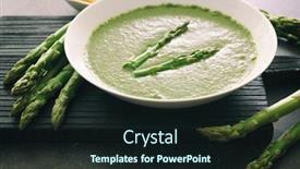  Presentation with asparagus - Amazing slide deck having tasty asparagus soup on table backdrop and a wine colored foreground