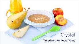  Presentation with baby bottle - Audience pleasing slide set consisting of tasty baby fruit puree and baby bottle isolated on white backdrop and a sky blue colored foreground