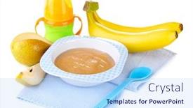  Presentation with baby bottle - Presentation design consisting of business still-life of a diagram magnifier coins background and a white colored foreground