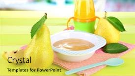  Presentation with baby bottle - Beautiful theme featuring tasty baby fruit puree backdrop and a yellow colored foreground