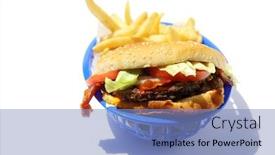  Presentation with dinner blue - Presentation theme featuring tasty-bacon-cheese-burger background and a light blue colored foreground