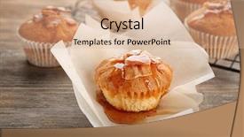  Presentation with muffin animation - Slides with tasty bacon muffin on table background and a  colored foreground