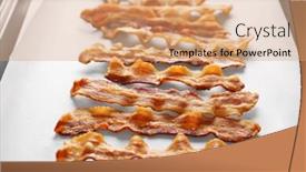  Presentation with parchment - Beautiful PPT layouts featuring tasty bacon slices on parchment closeup backdrop and a coral colored foreground