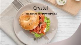  Presentation with bagel - Colorful PPT theme enhanced with tasty bagel sandwich with salmon backdrop and a soft green colored foreground