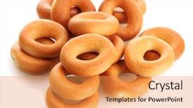  Presentation with brown sugar isolated on white - Slide set enhanced with tasty bagels isolated on white background and a gold colored foreground