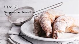  Presentation with powdered - Beautiful slides featuring tasty-bagels-with-powdered-sugar backdrop and a light gray colored foreground