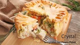  Presentation with chicken - Slide set featuring tasty baked chicken pot pie background and a coral colored foreground