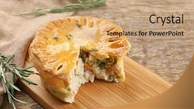  Presentation with chicken - Slide set featuring tasty baked chicken pot pie background and a coral colored foreground