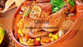  Presentation with traditional food preservation - Slide set consisting of tasty baked turkey in centerpiece background and a gold colored foreground