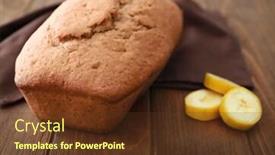  Presentation with banana - PPT layouts enhanced with tasty-banana-bread-on-table background and a tawny brown colored foreground