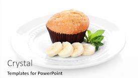  Presentation with white plate - PPT theme consisting of tasty-banana-muffin-on-plate background and a white colored foreground