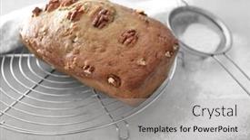  Presentation with nut - Audience pleasing PPT layouts consisting of tasty-banana-nut-bread backdrop and a light gray colored foreground