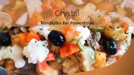  Presentation with slate - Audience pleasing slide set consisting of tasty-beef-steak-kabobs backdrop and a gold colored foreground