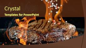  Presentation with steak - PPT theme consisting of tasty-beef-steak-on-cast background and a tawny brown colored foreground