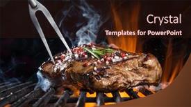  Presentation with steak - Presentation design featuring tasty-beef-steak-on-cast background and a wine colored foreground
