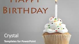  Presentation with birthday - PPT layouts consisting of tasty birthday cupcake with candle background and a gray colored foreground