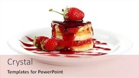  Presentation with biscuit - Cool new slide deck with tasty-biscuit-cake-with-jam backdrop and a coral colored foreground