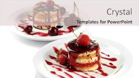  Presentation with confectionery tasty cake pops - Presentation theme featuring tasty biscuit cakes with jam and berries on plates isolated on white background and a lemonade colored foreground