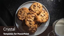  Presentation with chocolate biscuits - Slide set having tasty-biscuits-with-chocolate-sweet background and a wine colored foreground