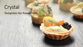  Presentation with caviar - Slides with tasty black caviar appetizers background and a coral colored foreground