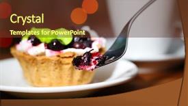  Presentation with cup cake - Presentation design with tasty blackberry cake and cup background and a  colored foreground