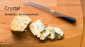  Presentation with protein - Beautiful PPT layouts featuring tasty blue cheese on cutting backdrop and a coral colored foreground