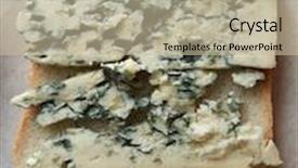 Presentation with blue cheese - PPT theme consisting of tasty blue cheese on toast close up background and a mint green colored foreground