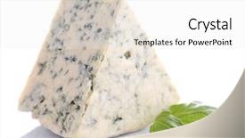  Presentation with blue cheese - Cool new PPT layouts with tasty blue cheese with basil isolated on white backdrop and a white colored foreground