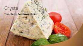  Presentation with blue cheese - PPT layouts having cheese with basil and tomato background and a lemonade colored foreground
