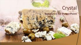  Presentation with blue cheese - PPT theme having tasty blue cheese with olives background and a lemonade colored foreground