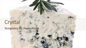  Presentation with blue cheese - Slide set consisting of tasty blue cheese with rosemary isolated on white background and a lemonade colored foreground