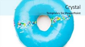  Presentation with blue food - Colorful presentation enhanced with tasty blue donut isolated backdrop and a cyan colored foreground