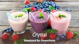  Presentation with milk protein - Presentation theme featuring tasty blueberry strawberry and milk background and a tawny brown colored foreground