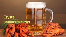  Presentation with beer - Presentation theme having beer on table on brown background and a tawny brown colored foreground