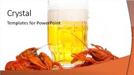  Presentation with octopus on isolated white - Theme featuring crustacea - tasty boiled crayfishes and beer background and a white colored foreground