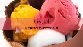  Presentation with cookie - Theme featuring tasty bowl from cookie with sorbet ice cream in three colors background and a red colored foreground