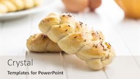  Presentation with teachnology and brain white - Slide set featuring tasty-braided-buns-on-white background and a coral colored foreground