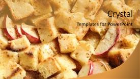  Presentation with pudding - Cool new PPT theme with tasty bread pudding with apple backdrop and a  colored foreground