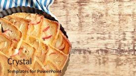  Presentation with health and apples - Presentation design with tasty bread pudding with apples background and a yellow colored foreground