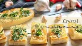  Presentation with parchment - Audience pleasing slides consisting of tasty-bread-slices-with-grated backdrop and a yellow colored foreground