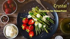  Presentation with green plate - Amazing slide deck having tasty-breakfast-green-asparagus backdrop and a tawny brown colored foreground