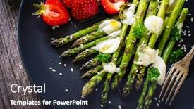  Presentation with green plate - PPT layouts enhanced with tasty-breakfast-green-asparagus background and a wine colored foreground