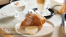  Presentation with cafe - Colorful slide set enhanced with tasty-breakfast-in-the-cafe backdrop and a coral colored foreground