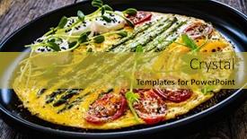  Presentation with green and black - Slides enhanced with tasty-breakfast-omelette-with-green background and a gold colored foreground